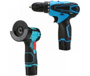 Set Polizor unghiular & Mașină de găurit cu impact 48V cu 2 baterii + 5 discuri cadou