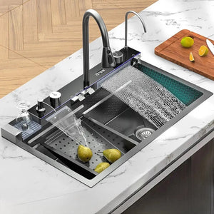 Chiuvetă de bucatarie multifunctionala otel inoxidabil LED 70x45x25