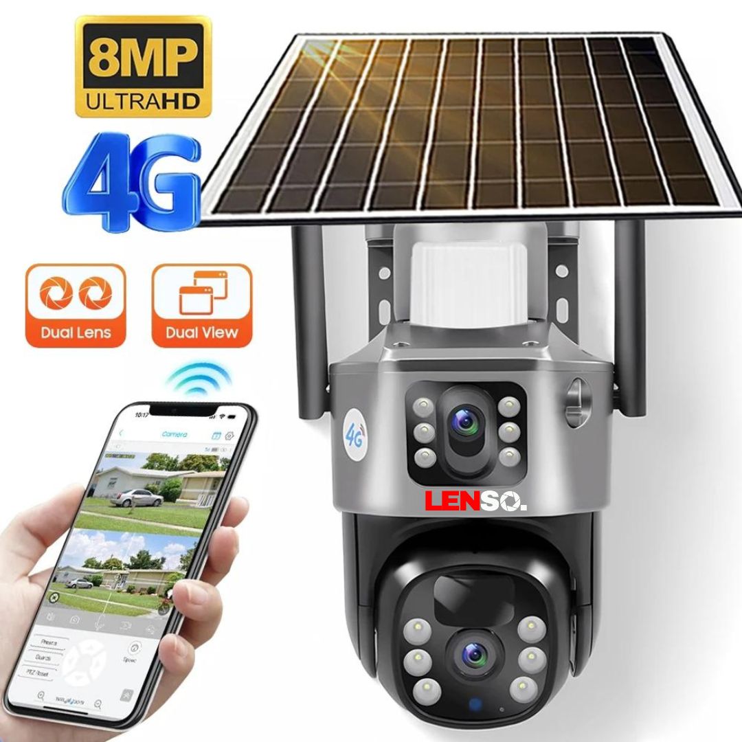Camera Supraveghere LENSO 4G Dubla + CARD 64GB + CARTELA INTERNET