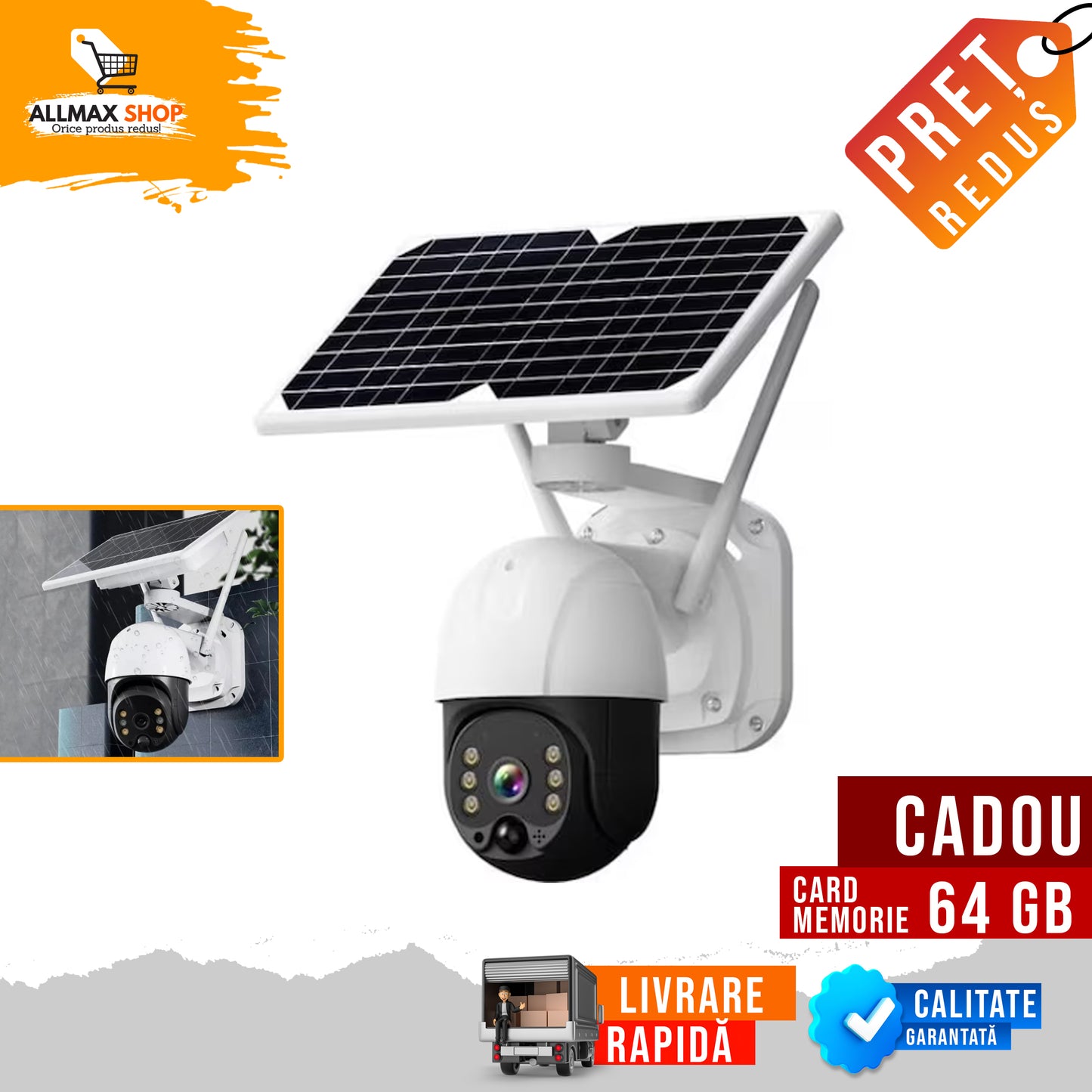 Camera Supraveghere LENSO 4G + CARD 64GB