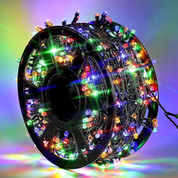 Instalatie De Craciun, Tip Rola, Pentru Interior/Exterior, Lungime 100 m, 8 Moduri De Lumini, Alimentare Priza 220V/50Hz, LED, Protectie IP44, Multicolor