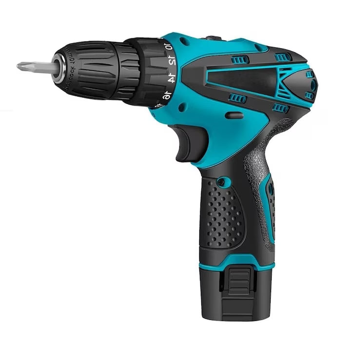 Trusa cu surubelnita electrica fara fir, cu 2 acumulatori, 36V, cu 24 de accesorii incluse, 2 viteze, albastru