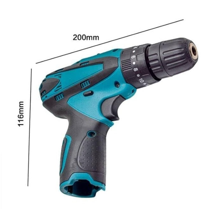 Trusa cu surubelnita electrica fara fir, cu 2 acumulatori, 36V, cu 24 de accesorii incluse, 2 viteze, albastru