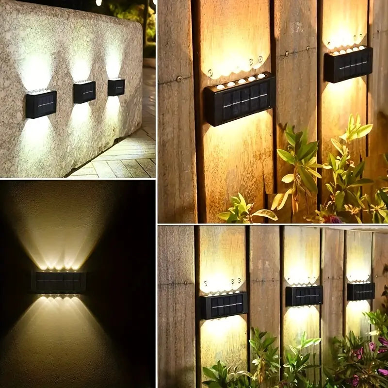 SET 6 LAMPI SOLARE DE PERETE PENTRU EXTERIOR, ILUMINARE IN SUS SI IN JOS