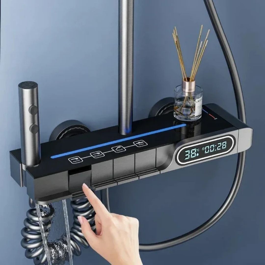 Set de Dus Lux Black - Cu Afisaj Digital si Functie Termostatica Rotire 360