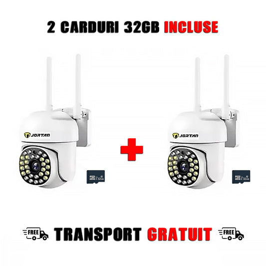 Pachet 2 X Camera De Supraveghere Jortan, JT-8161QJ, Full Color, Smart & Wifi IP Camera si 2 CARDURI DE MEMORIE INCLUSE