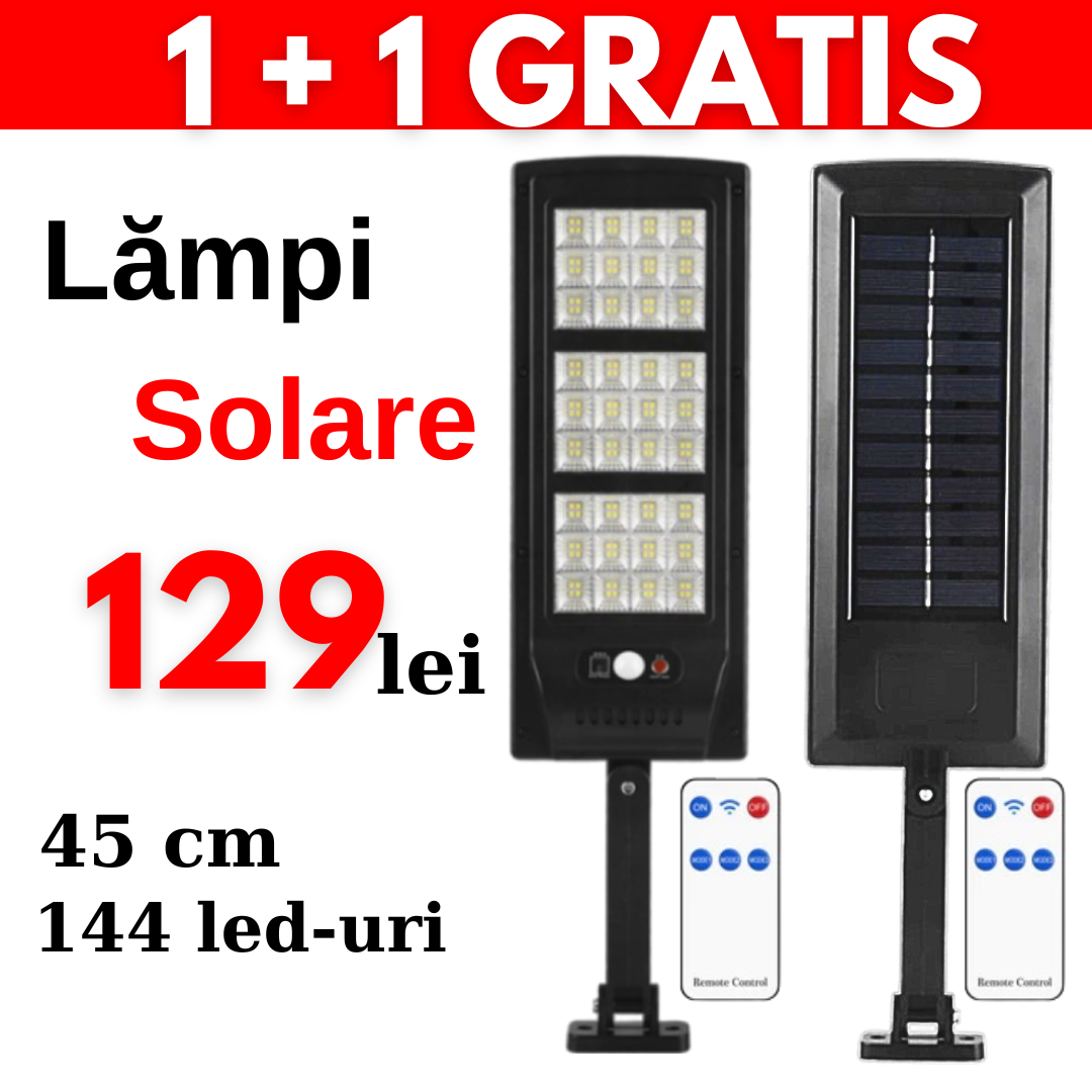 PACHET 1+1 GRATIS Lampa solara stradala JF-144 cu senzor miscare