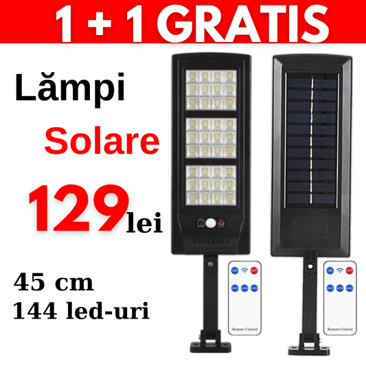 PACHET 1+1 GRATIS Lampa solara stradala JF-144 cu senzor miscare