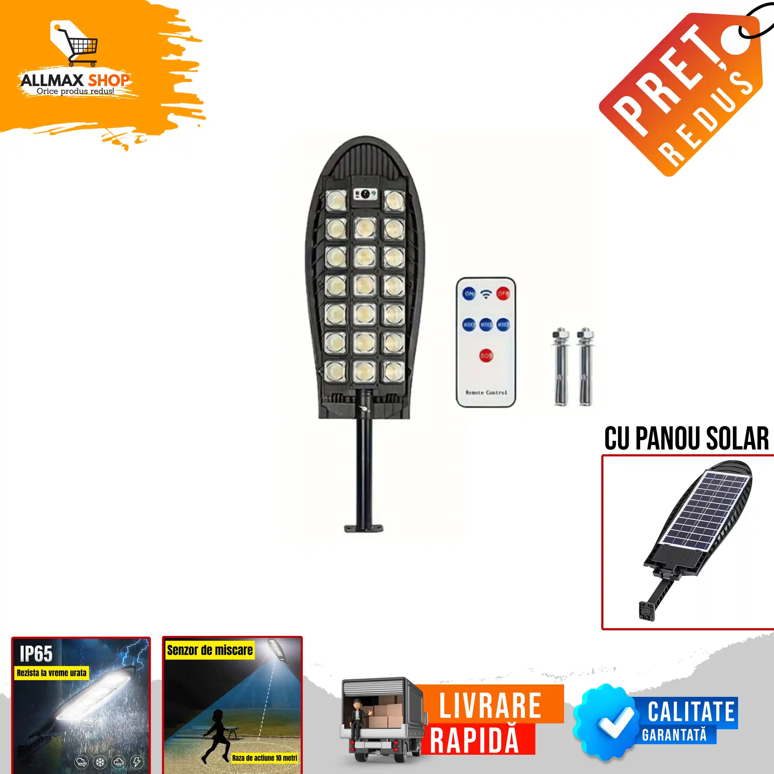 Lampa solară stradală 3300w - Picior metalic