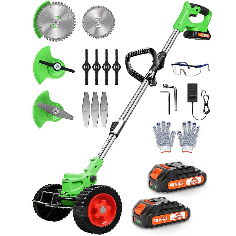 Motocoasă electrică cu roti 48V, 6000 mAh, 20000 RPM, cu acumulatori