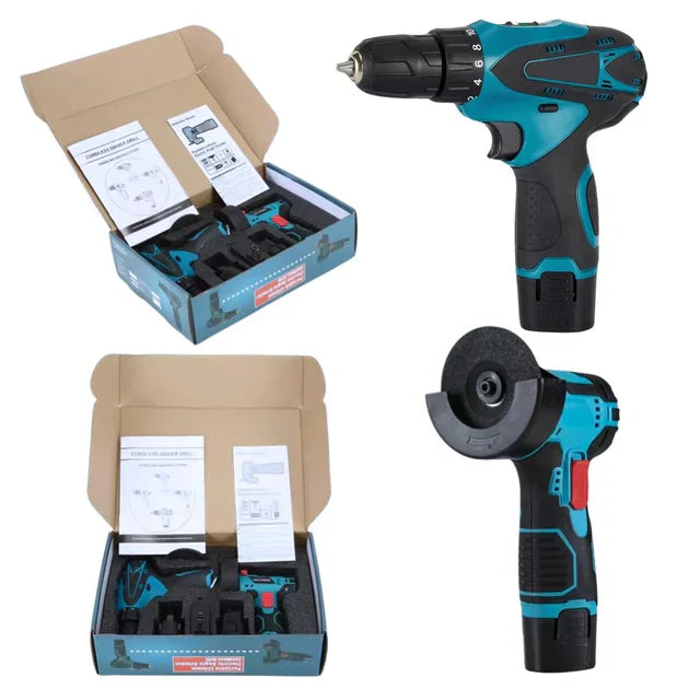 cu 2 baterii + 5 discuri cadouSet Polizor unghiular & Mașină de găurit cu impact 48V