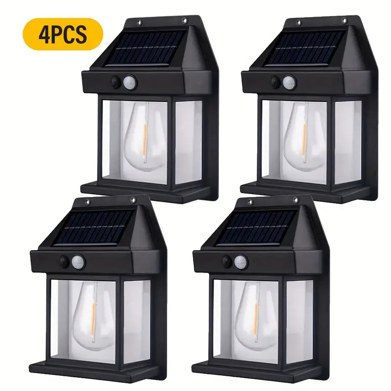 SET 4X LAMPA Solară De Perete Cu Senzor De Mișcare, 3 Moduri LED