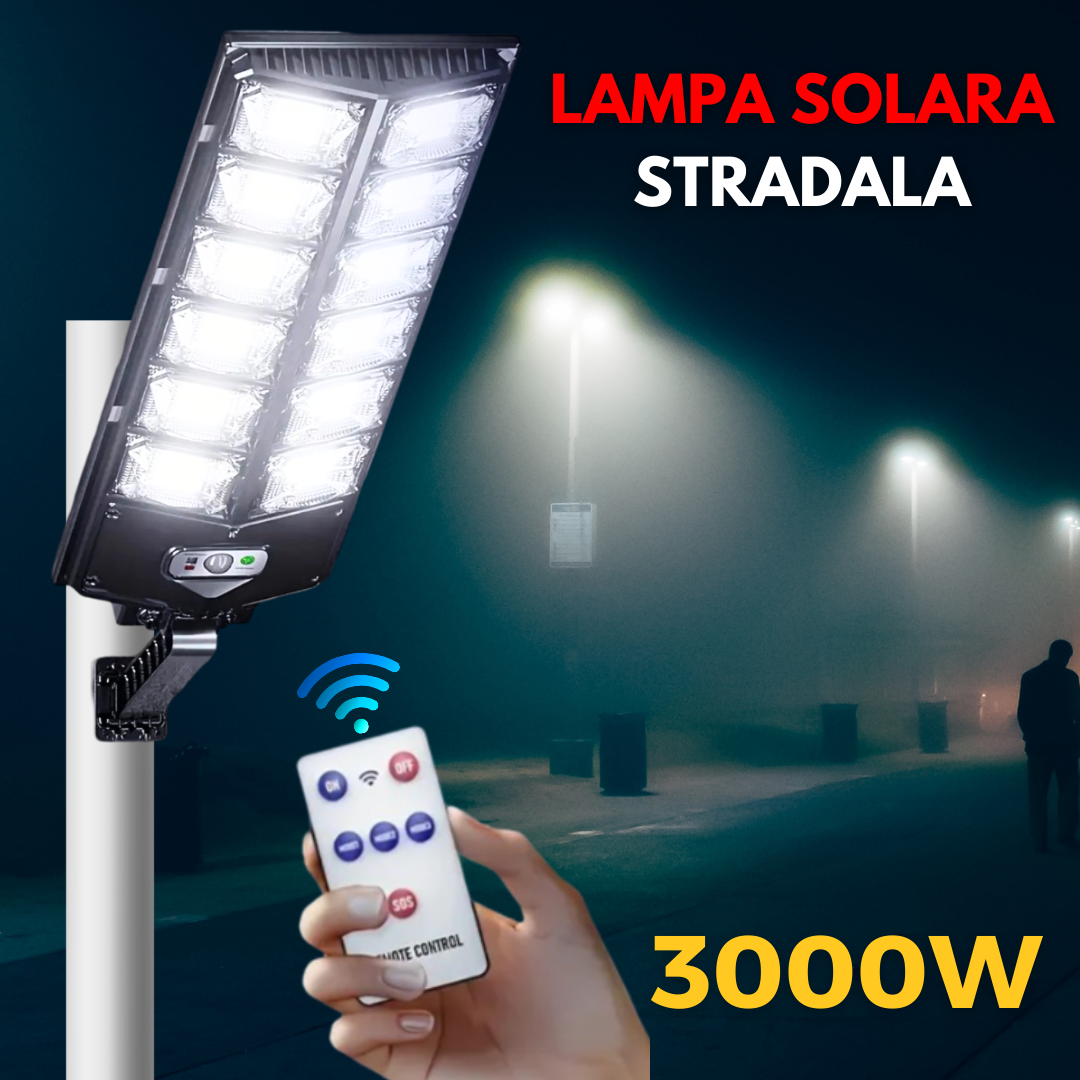 PACHET 1 + 1 !  Lampa solară stradală 3000W
