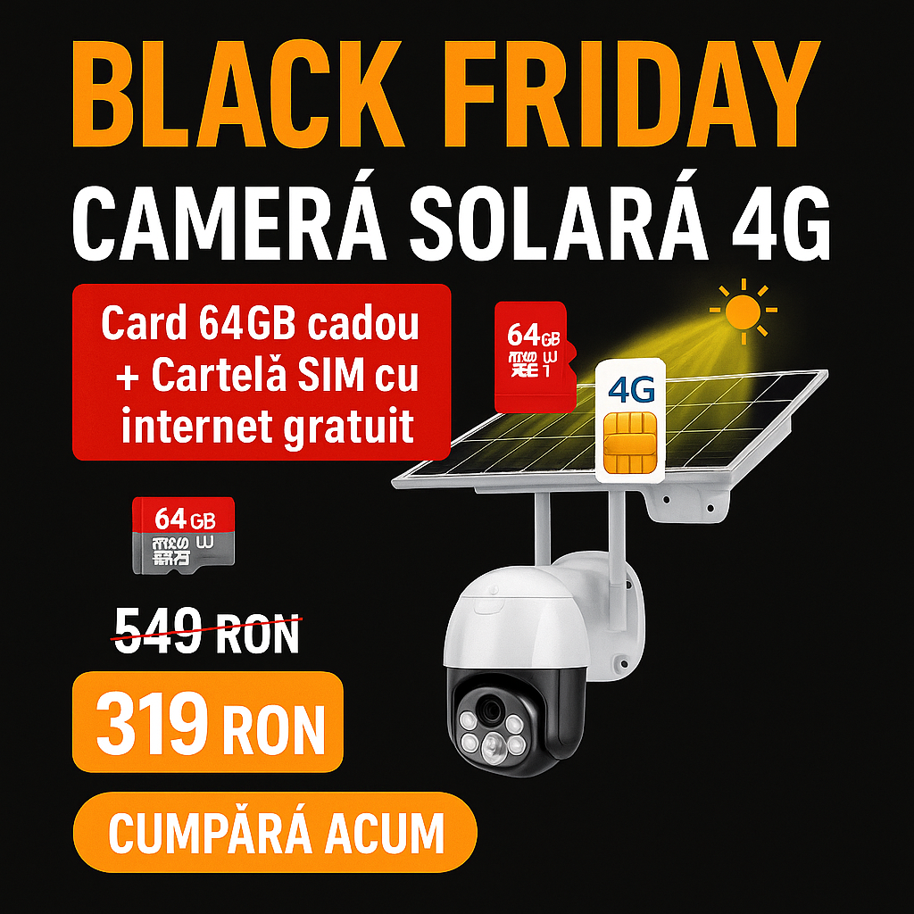 Camera Supraveghere LENSO Solara Cartela SIM 5 MP + CARD 128 GB