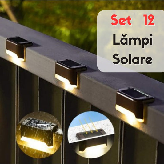 Set 12 lampi solare cu senzor de lumina pentru gard, scari sau balustrada