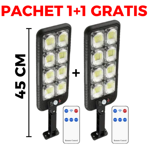 AZI LA OFERTA!! PACHET 1 + 1 GRATIS Lampa stradala 200 LED 3 MODURI DE FUNCTIONARE, TELECOMANDA INCLUSA