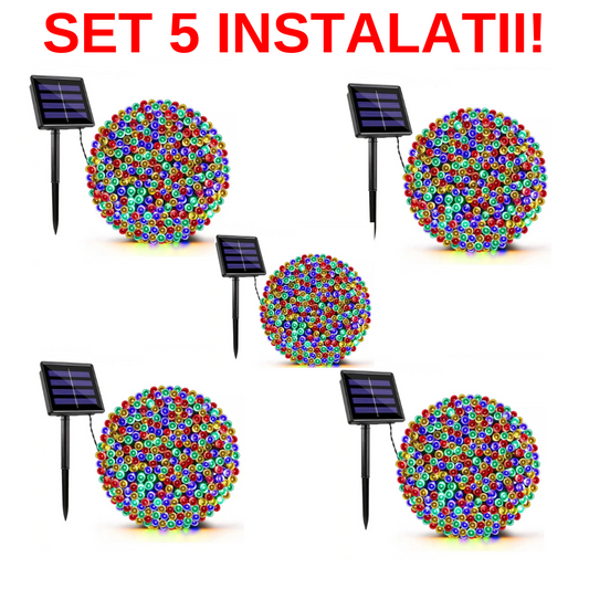 SET 5 INSTALATII SOLARE 100 LED-URI MULTICOLORA