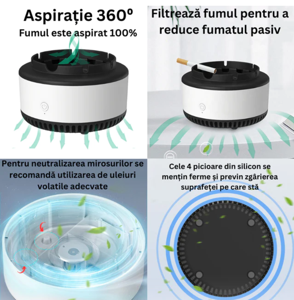 Lichidare de stoc! Scrumiera electrica inteligenta, cu aspiratie.