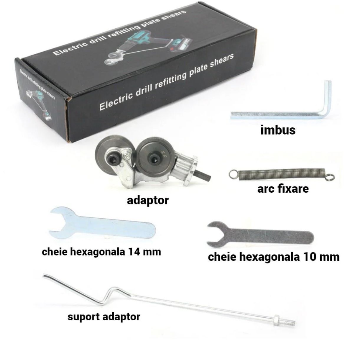 Adaptor de tăiat tablă pentru bormașină