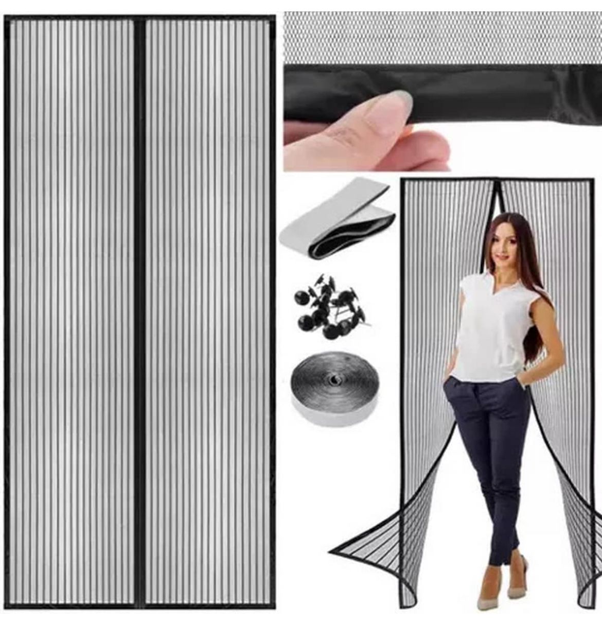 Plasă de Țânțari cu Închidere Magnetică pentru Uși