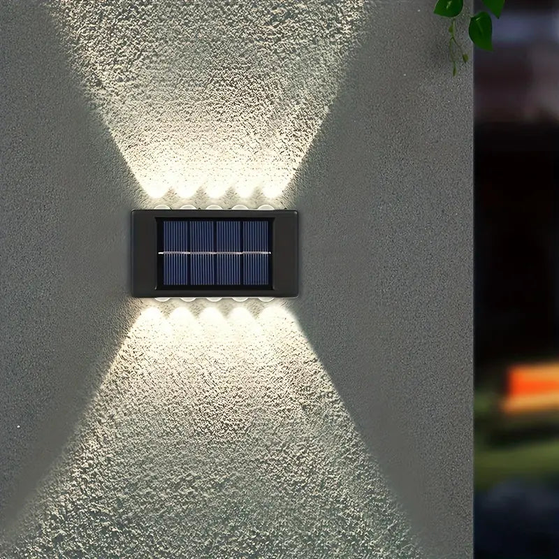 SET  10 LAMPI SOLARE DE PERETE PENTRU EXTERIOR, ILUMINARE IN SUS SI IN JOS