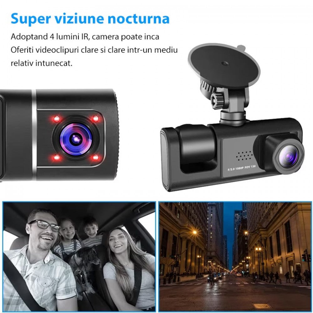 Cameră Auto de Bord 📸 – Înregistrare 4K Ultra HD, Viziune Nocturnă și Monitorizare 24/7