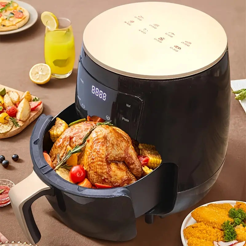 Friteuza cu aer cald AirFryer 2400W, capacitate 6L si afisaj digital + hartie de copt cadou