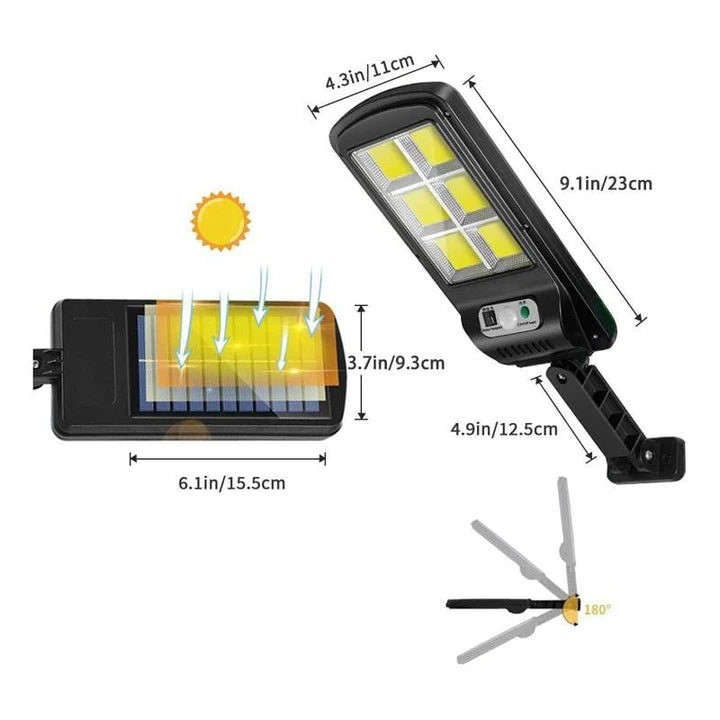 Set 4 + 1 Lampi cu Incarcare Solara, 180 LED-uri COB, telecomanda inclusa