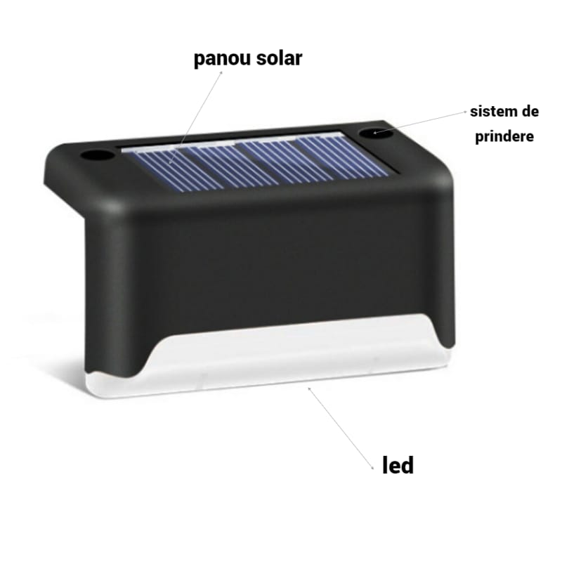 Set 8 lampi solare cu senzor de lumina pentru gard, scari sau balustrada