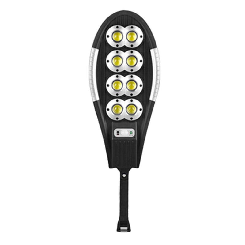 Lampa Solara Stradala cu Telecomanda, 208 LED 8 COB, cu Senzori de Amurg, Miscare si Lumina, IP65 Wateproof, 3 Moduri Functionare, Brat de Montare Inclus, Negru