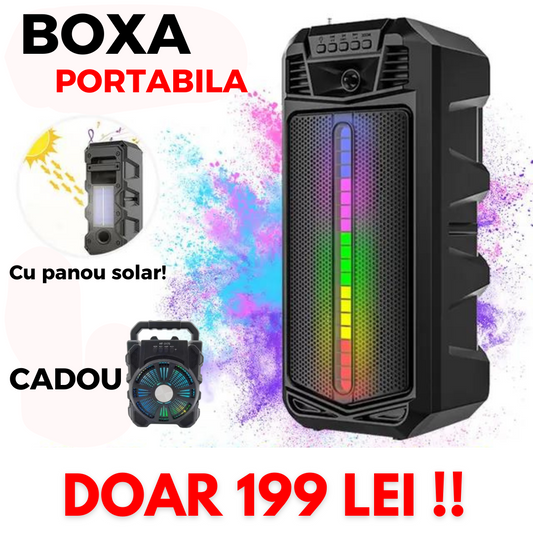 Boxa portabila cu incarcare solara, AUX/BT+ CADOU BOXA HF 2170