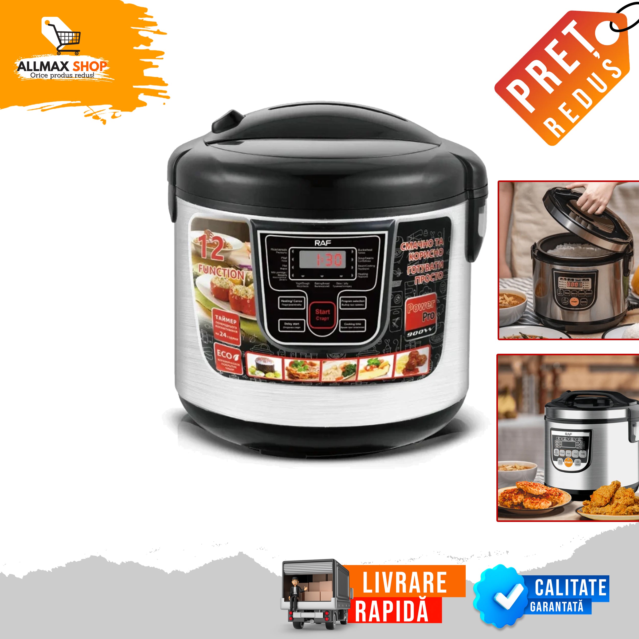 Oală Multifuncțională 6L, 900W, 12 Programe Predefinite, Control Digital