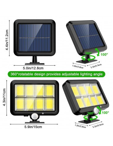 Set 4 x Proiector solar 160 LED  COB senzor de lumina si miscare, cu panou separat