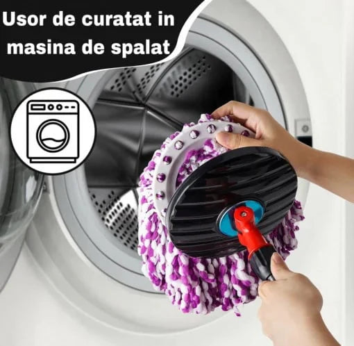 Mop Magic cu 4 Rezerve + Perie , Cuva de inox, Coada 146 cm