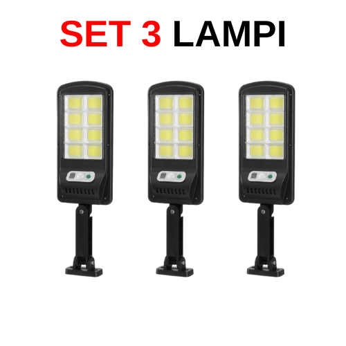 SET 3 X LAMPI CU INCARCARE SOLARA 8 CELULE, 180 LED-URI, TELECOMANDA