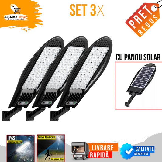 PACHET 2+1 GRATIS! LAMPA SOLARA 1200W LED SENZOR DE MISCARE