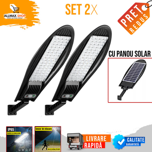 PACHET 1+1 GRATIS! LAMPA SOLARA 1200W LED SENZOR DE MISCARE