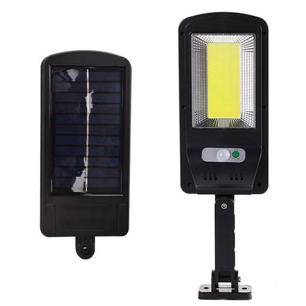 Oferta 1+1! Lampa solara stradala, Panou solar, 100 LED Cob, Negru