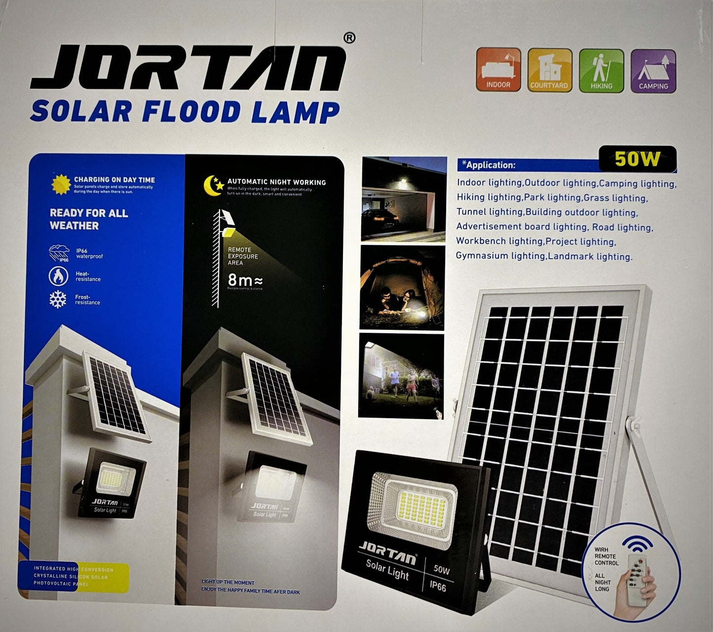 Proiector LED cu panou solar, telecomanda inclusa si senzor de lumina (100W, 200W,300W)