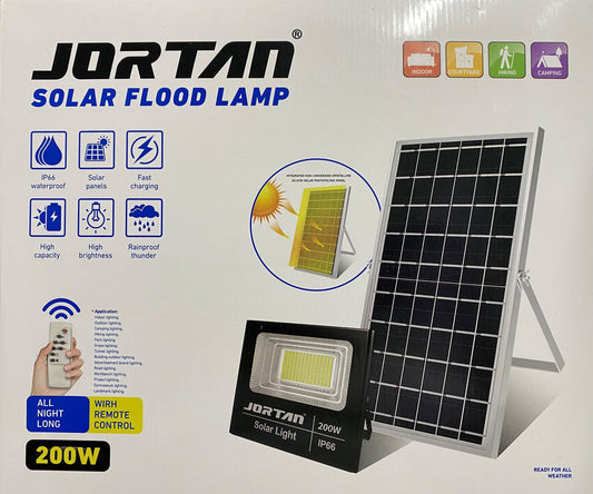 Proiector LED 200W cu panou solar, telecomanda inclusa si senzor de lumina