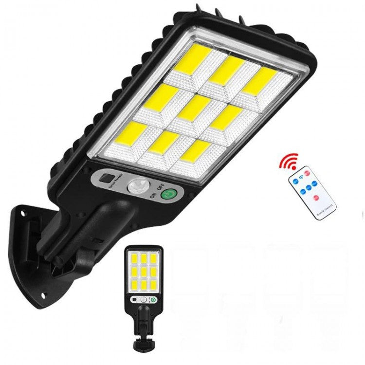 Lampa Solara de Perete cu 72 LED-uri COB, 3 Moduri de Functionare, Telecomanda, Senzor de Miscare si Lumina