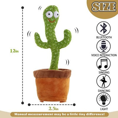 Jucarie Cactus Dansator - Canta, Imita, Danseaza, Acumulator, Incarcare USB, Verde